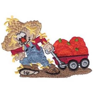 Picture of Scarecrow Pulling Wagon Machine Embroidery Design