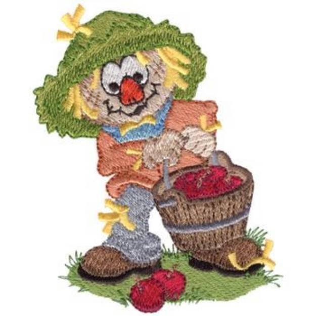 Picture of Scarecrow W/ Apples Machine Embroidery Design