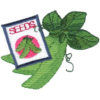 Peas & Seed Packet Machine Embroidery Design