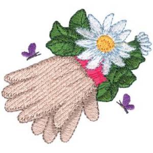 Picture of Garden Glove & Flowers Machine Embroidery Design