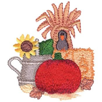 Pumpkin & Hay Bale Machine Embroidery Design