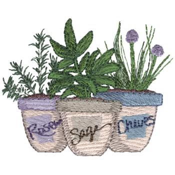Potted Herbs Machine Embroidery Design
