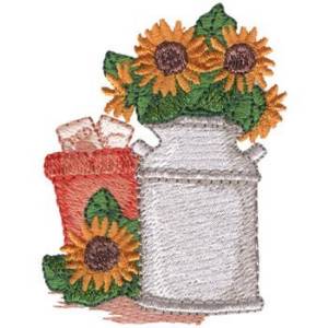 Picture of Cream Can W/ Sunflowers Machine Embroidery Design