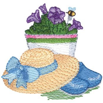 Hat & Flowers Machine Embroidery Design