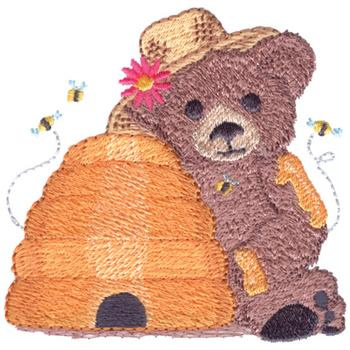 Bear & Beehive Machine Embroidery Design