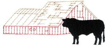 Barn & Bull Outline Machine Embroidery Design