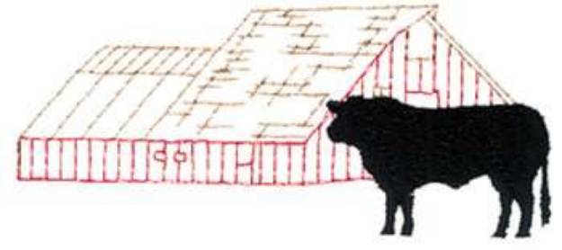 Picture of Barn & Bull Outline Machine Embroidery Design