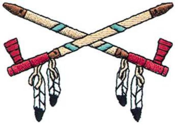 Picture of Crossed Peace Pipes Machine Embroidery Design