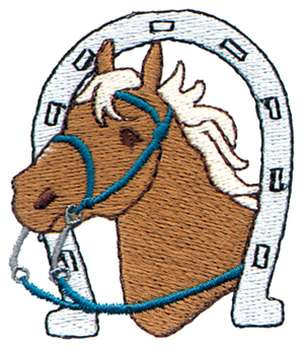 Horse W/ Horseshoe Machine Embroidery Design