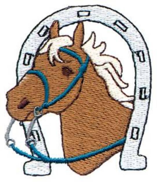 Picture of Horse W/ Horseshoe Machine Embroidery Design