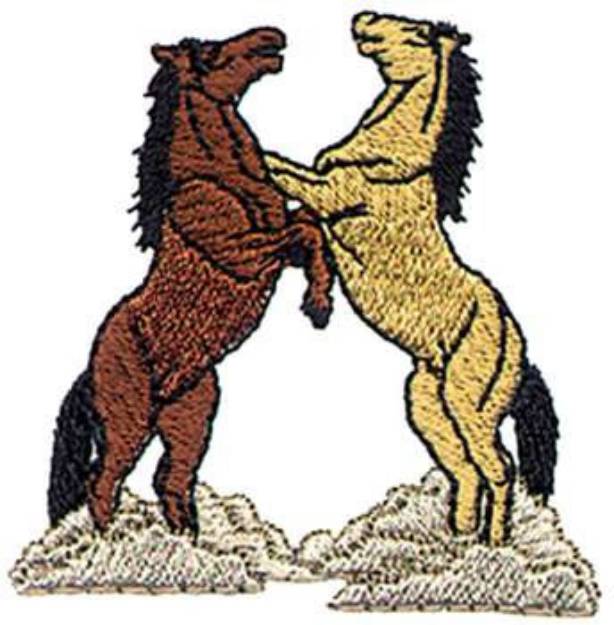 Picture of Sm. Fighting Stallions Machine Embroidery Design