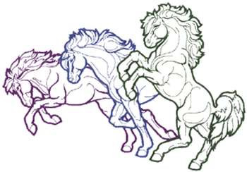 Running Horses Outline Machine Embroidery Design
