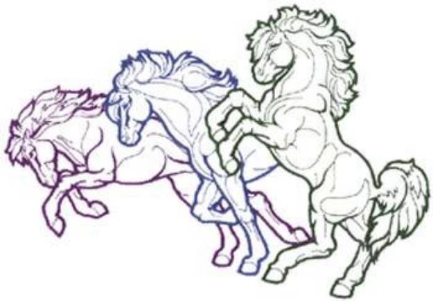 Picture of Running Horses Outline Machine Embroidery Design
