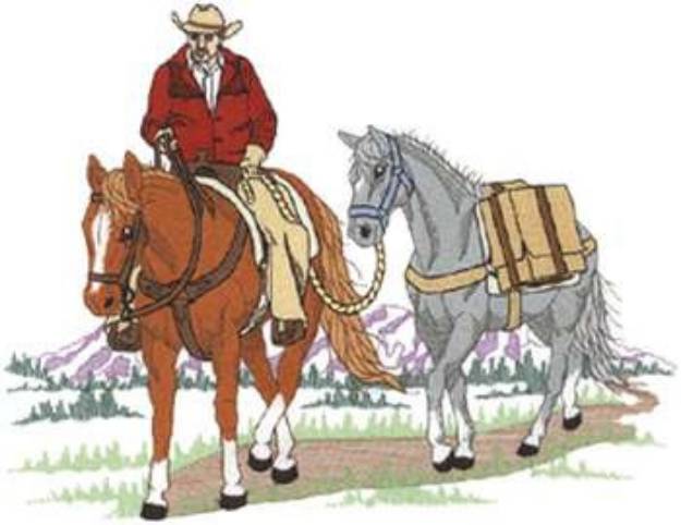 Picture of Pack Horse With Rider Machine Embroidery Design