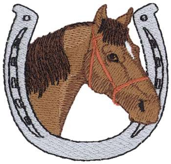 Horse W/ Horseshoe Machine Embroidery Design