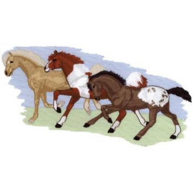 Picture of 3 Running Horses Machine Embroidery Design