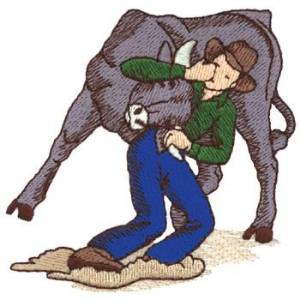 Picture of Steer Wrestler Machine Embroidery Design