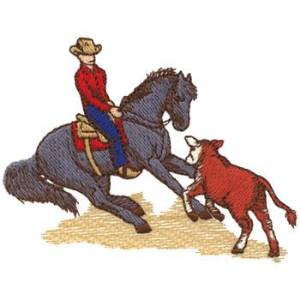 Picture of Man W/ Cutting Horse Machine Embroidery Design