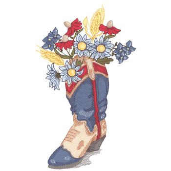 Cowboy Boot W/ Flowers Machine Embroidery Design