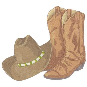 Cowboy Hat & Boots Machine Embroidery Design
