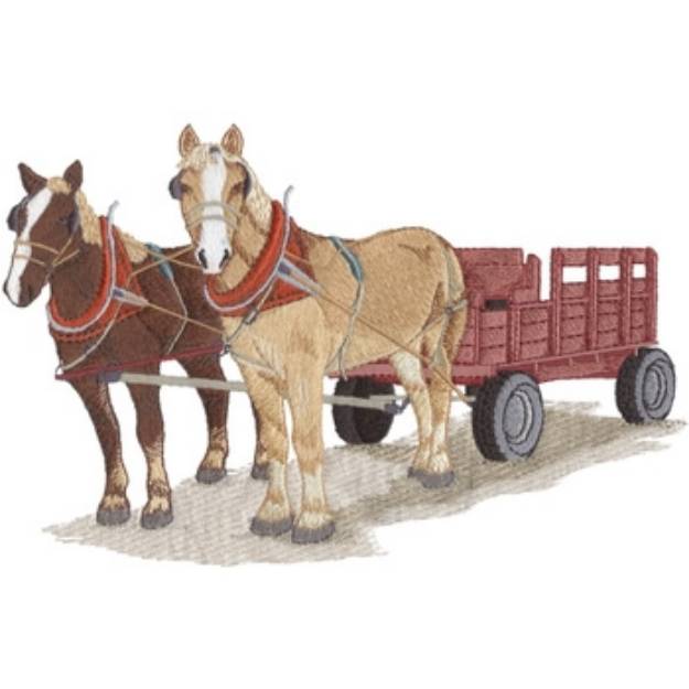 Picture of Horse Drawn Wagon Machine Embroidery Design