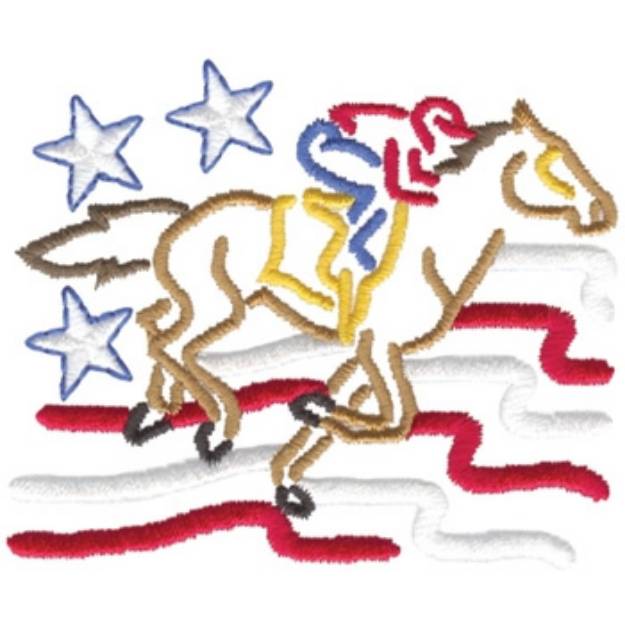 Picture of Racehorse W/ Flag Machine Embroidery Design