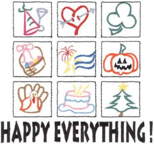 Picture of Happy Everything Machine Embroidery Design