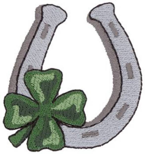 Picture of Horseshoe & 4 Leaf Clover Machine Embroidery Design