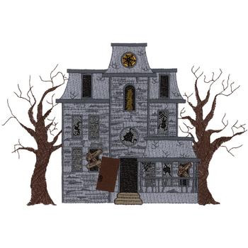 Haunted House Machine Embroidery Design