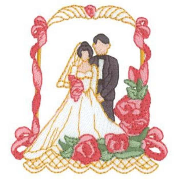 Picture of Bride & Groom Wedding Topper Machine Embroidery Design
