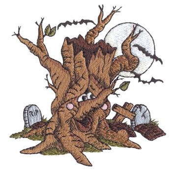Spooky Tree Machine Embroidery Design