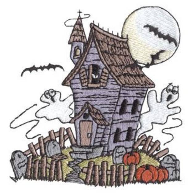 Picture of Haunted House Machine Embroidery Design