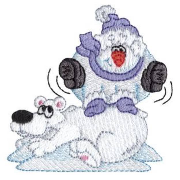 Picture of Snowman Leap Machine Embroidery Design