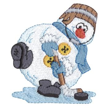 Snowman Hockey Machine Embroidery Design