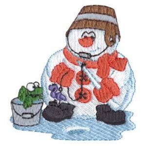 Picture of Snowman Ice Fishing Machine Embroidery Design