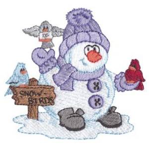 Picture of Snowman With Birds Machine Embroidery Design