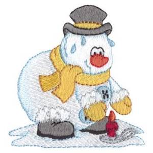 Picture of Snowman Keeping Warm Machine Embroidery Design