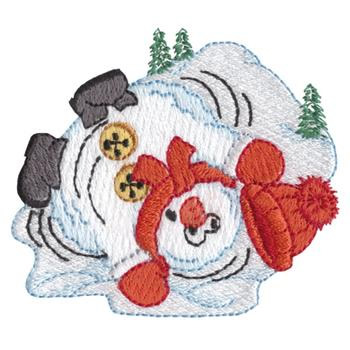 Snowman Rolling Down Hill Machine Embroidery Design