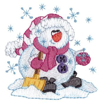 Snowman Shoveling Machine Embroidery Design