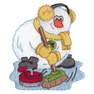 Picture of Snowman Curling Machine Embroidery Design