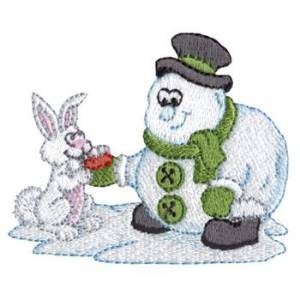 Picture of Snowman With Rabbit Machine Embroidery Design