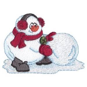 Picture of Snowman Rolling A Snowball Machine Embroidery Design
