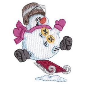 Picture of Snowman Sledding Machine Embroidery Design