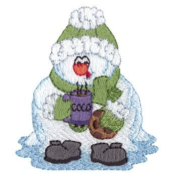 Snowman Drinking Cocoa Machine Embroidery Design