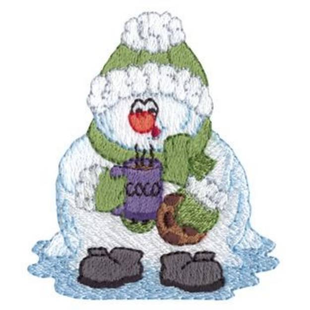 Picture of Snowman Drinking Cocoa Machine Embroidery Design