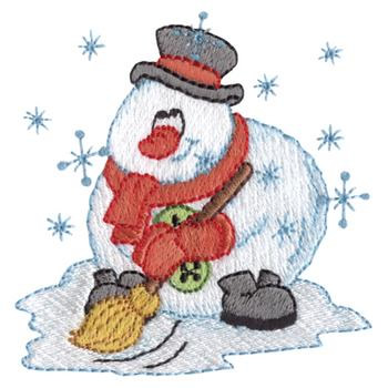 Snowman Sweeping Machine Embroidery Design