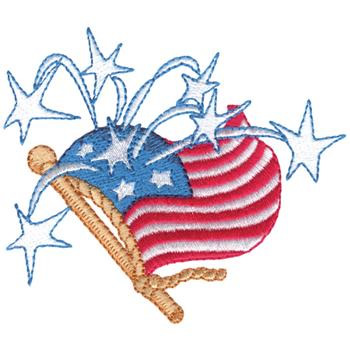 Shooting Stars Flag Machine Embroidery Design