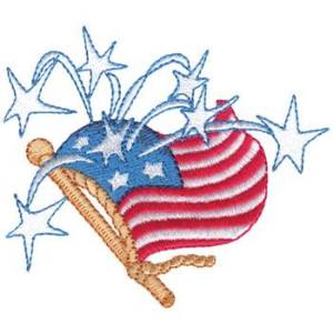 Picture of Shooting Stars Flag Machine Embroidery Design
