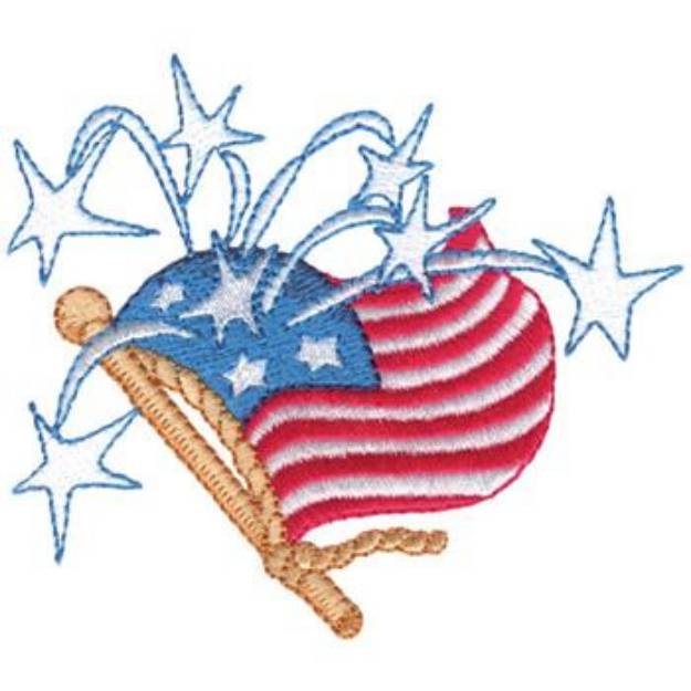 Picture of Shooting Stars Flag Machine Embroidery Design