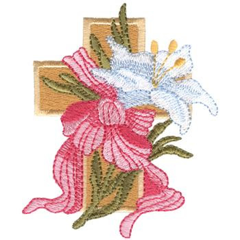 Easter Cross & Lily Machine Embroidery Design
